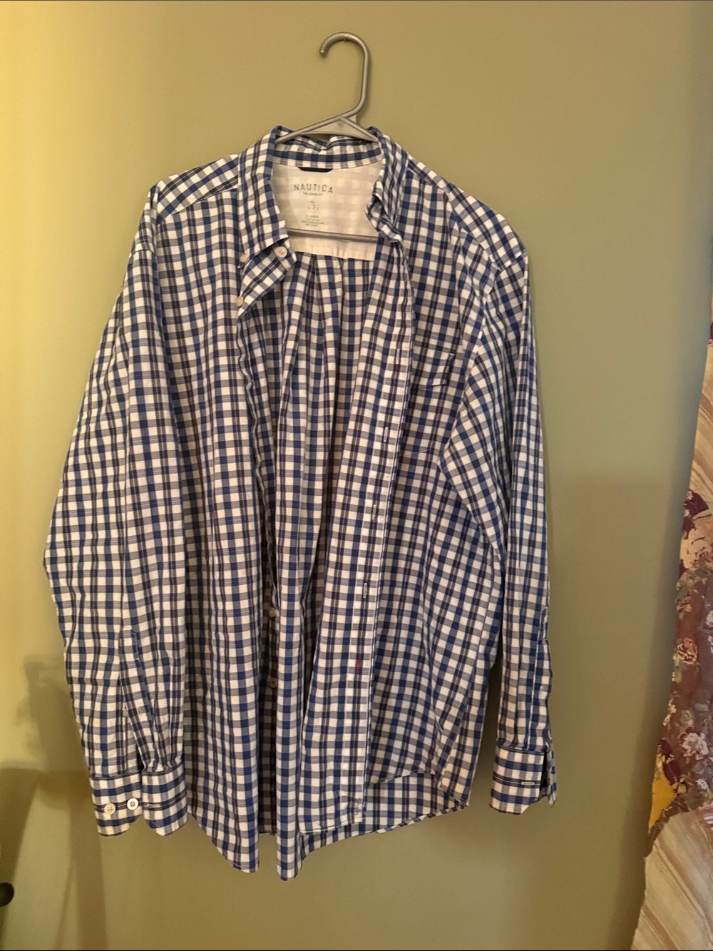 Nautica Blue & White Checked Lightweight Shirt Jacket